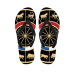 Chinese Zodiac Calendar Wheel Print Flip Flops