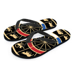 Chinese Zodiac Calendar Wheel Print Flip Flops