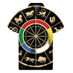 Chinese Zodiac Calendar Wheel Print Men's Short Sleeve Shirt