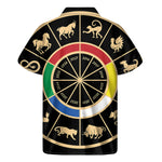 Chinese Zodiac Calendar Wheel Print Men's Short Sleeve Shirt