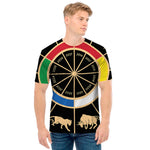 Chinese Zodiac Calendar Wheel Print Men's T-Shirt