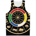 Chinese Zodiac Calendar Wheel Print Men's Tank Top