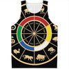 Chinese Zodiac Calendar Wheel Print Men's Tank Top