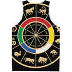 Chinese Zodiac Calendar Wheel Print Men's Tank Top