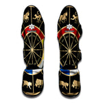 Chinese Zodiac Calendar Wheel Print Muay Thai Shin Guard
