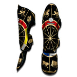 Chinese Zodiac Calendar Wheel Print Muay Thai Shin Guard
