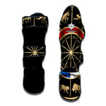 Chinese Zodiac Calendar Wheel Print Muay Thai Shin Guard