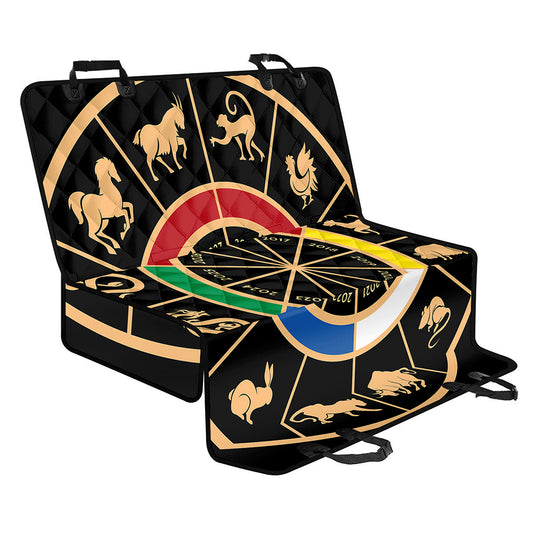 Chinese Zodiac Calendar Wheel Print Pet Car Back Seat Cover