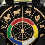 Chinese Zodiac Calendar Wheel Print Pet Car Back Seat Cover