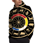 Chinese Zodiac Calendar Wheel Print Pullover Hoodie