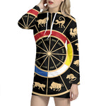 Chinese Zodiac Calendar Wheel Print Pullover Hoodie Dress