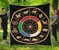 Chinese Zodiac Calendar Wheel Print Quilt