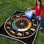 Chinese Zodiac Calendar Wheel Print Quilt