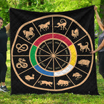 Chinese Zodiac Calendar Wheel Print Quilt