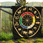 Chinese Zodiac Calendar Wheel Print Quilt