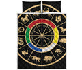 Chinese Zodiac Calendar Wheel Print Quilt Bed Set