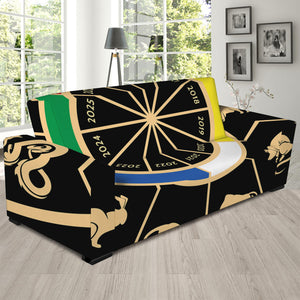 Chinese Zodiac Calendar Wheel Print Sofa Slipcover