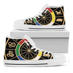 Chinese Zodiac Calendar Wheel Print White High Top Shoes
