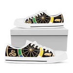 Chinese Zodiac Calendar Wheel Print White Low Top Shoes