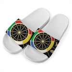 Chinese Zodiac Calendar Wheel Print White Slide Sandals