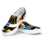 Chinese Zodiac Calendar Wheel Print White Slip On Shoes