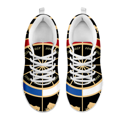Chinese Zodiac Calendar Wheel Print White Sneakers