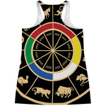Chinese Zodiac Calendar Wheel Print Women's Racerback Tank Top