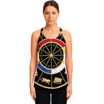 Chinese Zodiac Calendar Wheel Print Women's Racerback Tank Top