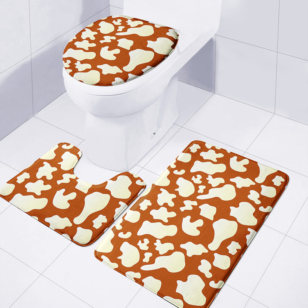 Chocolate And Milk Cow Print 3 Piece Bath Mat Set