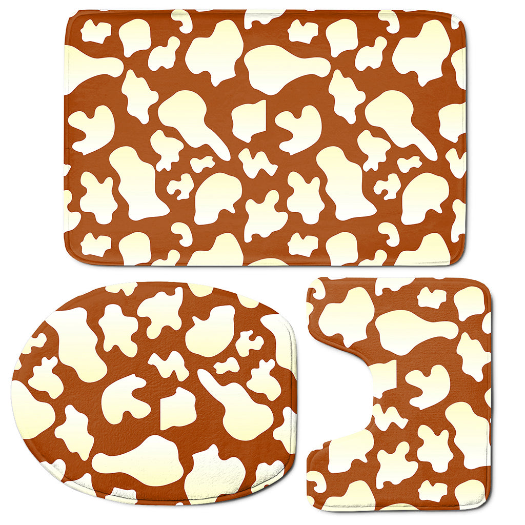 Chocolate And Milk Cow Print 3 Piece Bath Mat Set