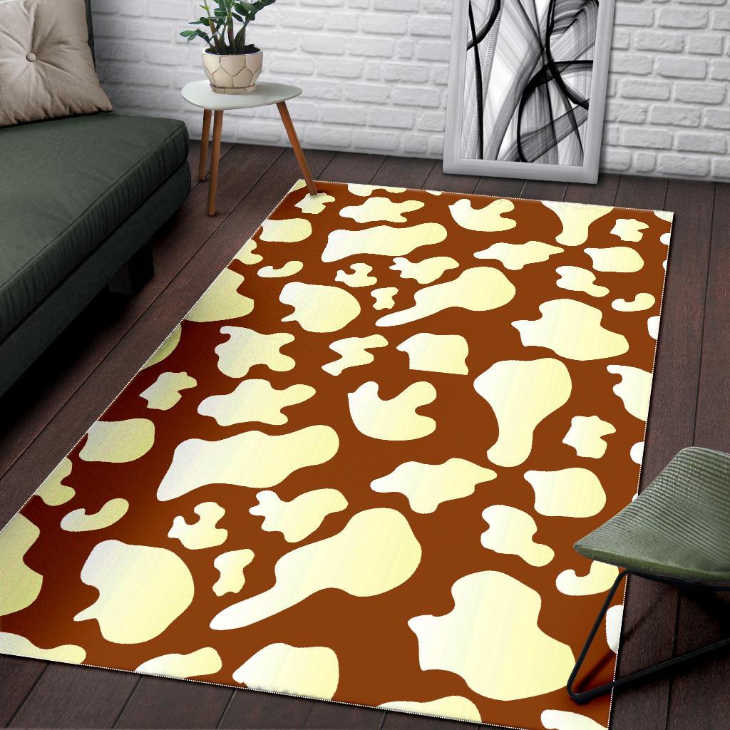 Chocolate And Milk Cow Print Area Rug GearFrost