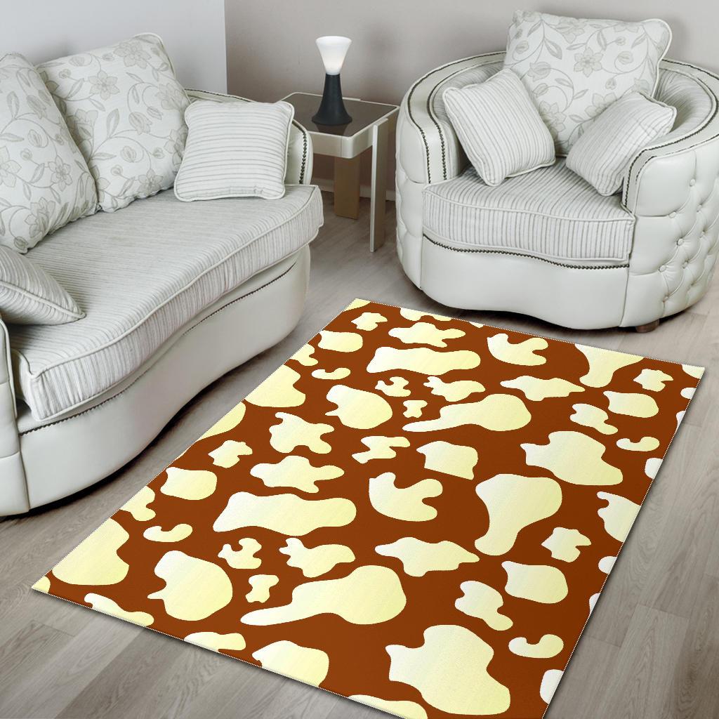 Chocolate And Milk Cow Print Area Rug GearFrost