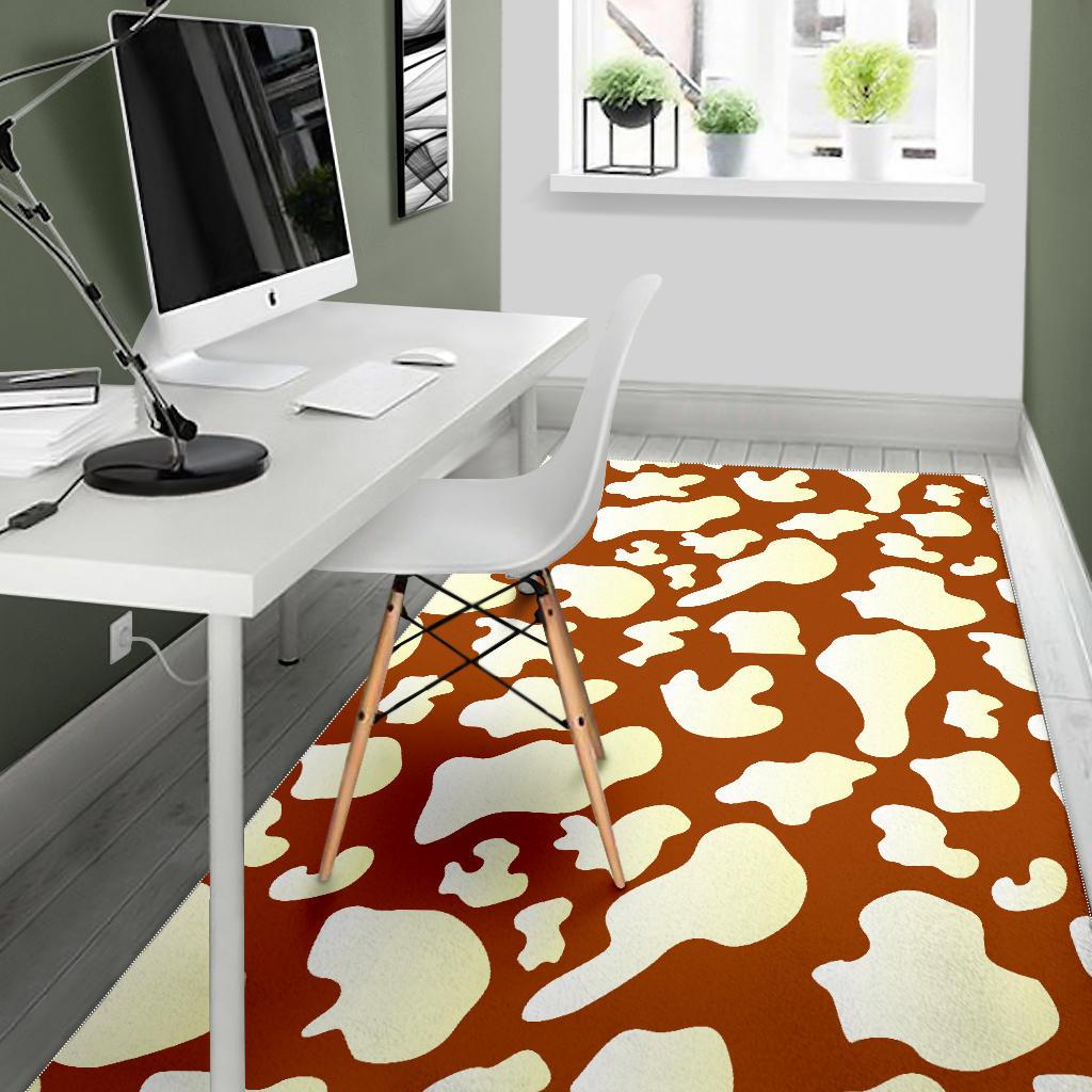 Chocolate And Milk Cow Print Area Rug GearFrost