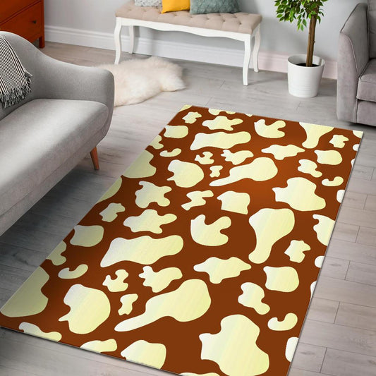 Chocolate And Milk Cow Print Area Rug GearFrost
