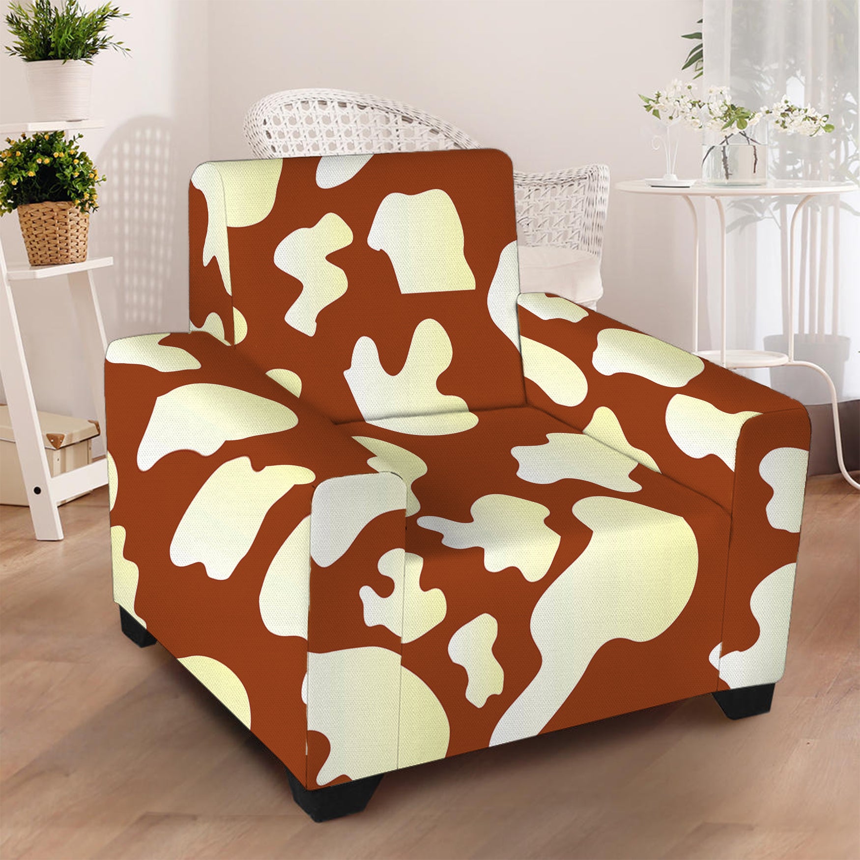 Chocolate And Milk Cow Print Armchair Slipcover