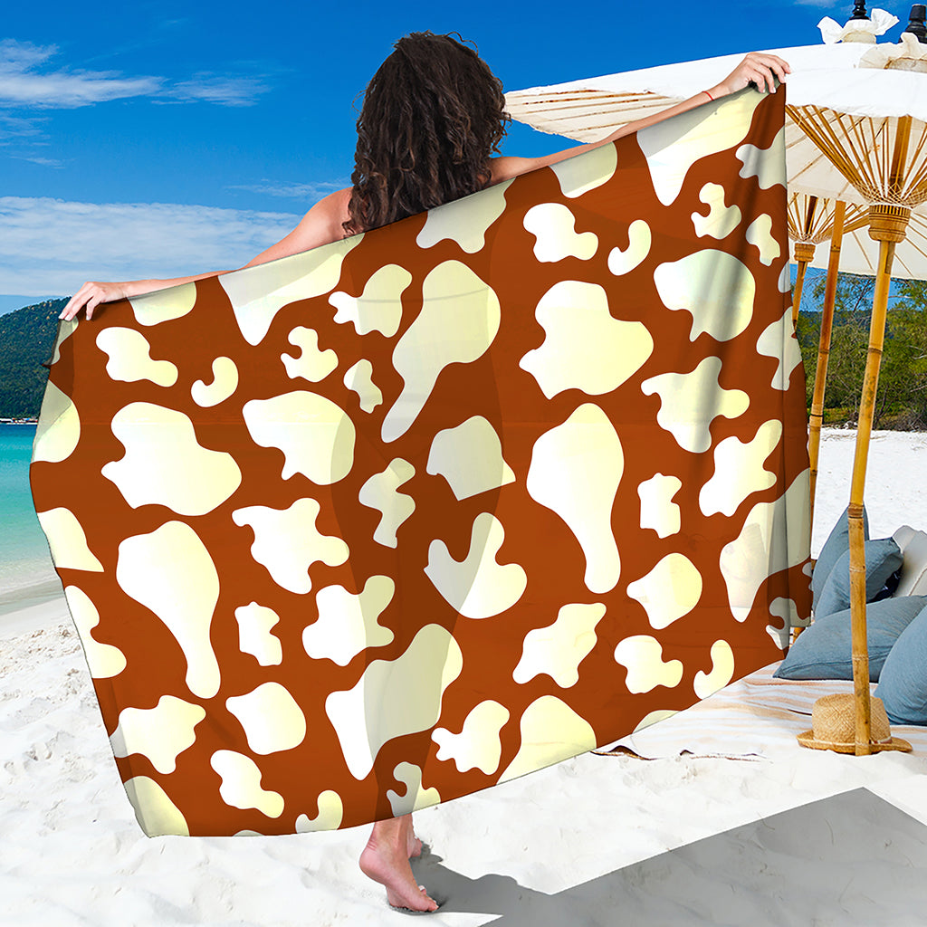 Chocolate And Milk Cow Print Beach Sarong Wrap