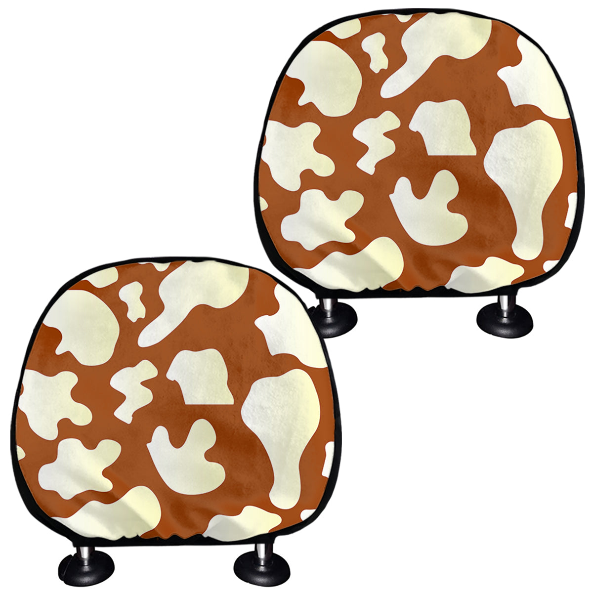 Chocolate And Milk Cow Print Car Headrest Covers