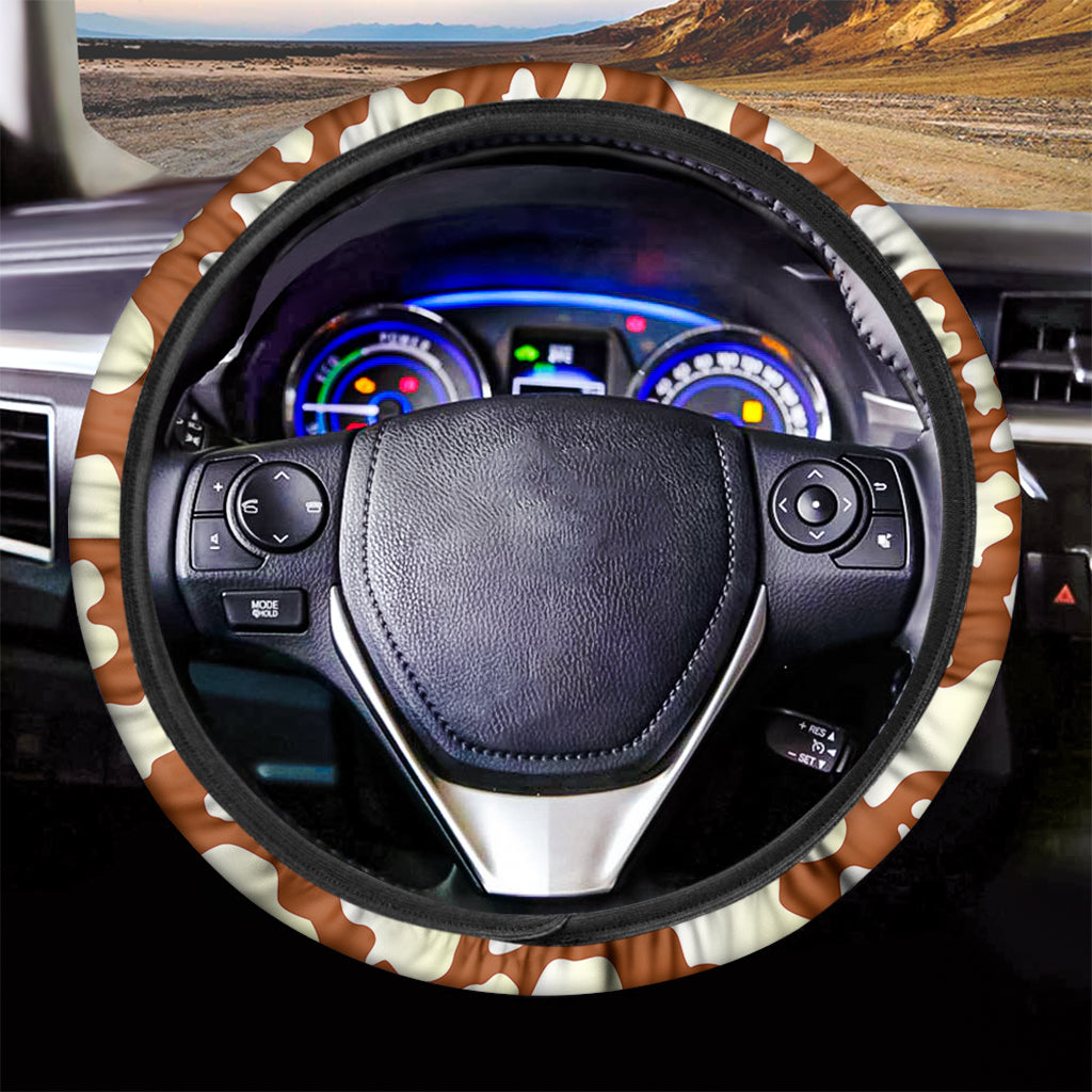 Chocolate And Milk Cow Print Car Steering Wheel Cover