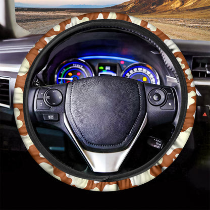 Chocolate And Milk Cow Print Car Steering Wheel Cover