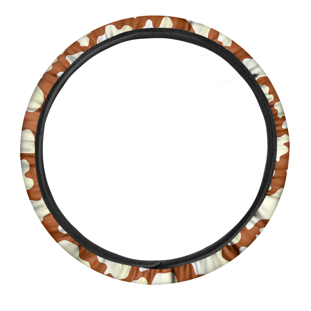 Chocolate And Milk Cow Print Car Steering Wheel Cover