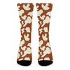 Chocolate And Milk Cow Print Crew Socks