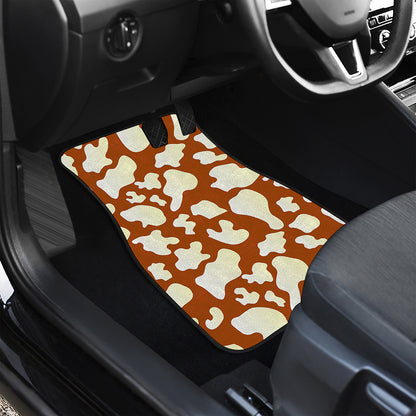 Chocolate And Milk Cow Print Front and Back Car Floor Mats