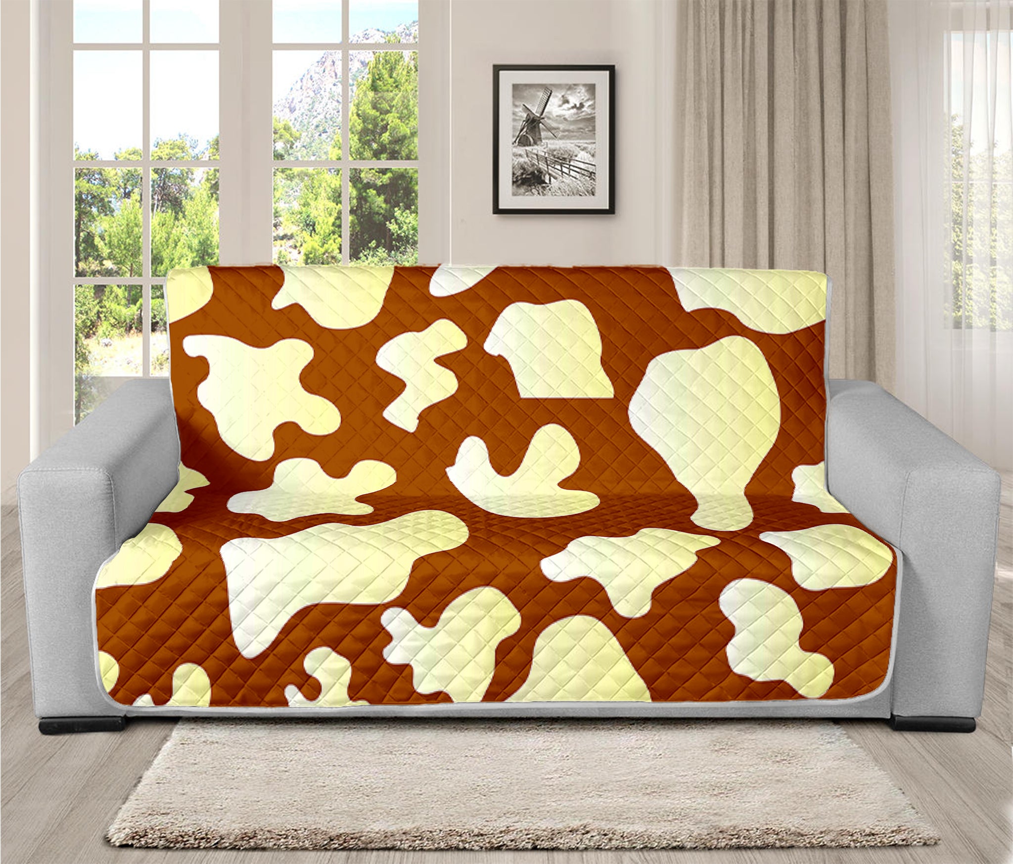 Chocolate And Milk Cow Print Futon Protector