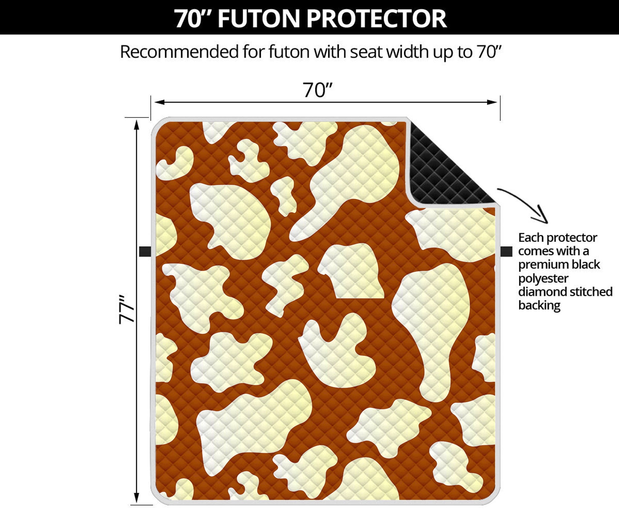 Chocolate And Milk Cow Print Futon Protector