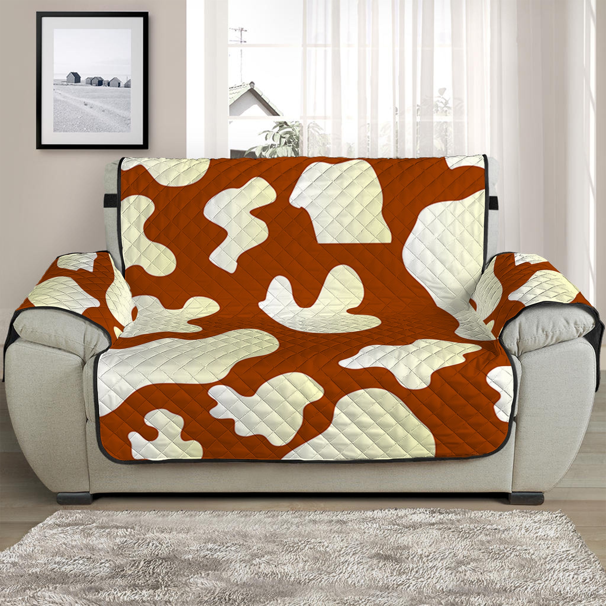 Chocolate And Milk Cow Print Half Sofa Protector