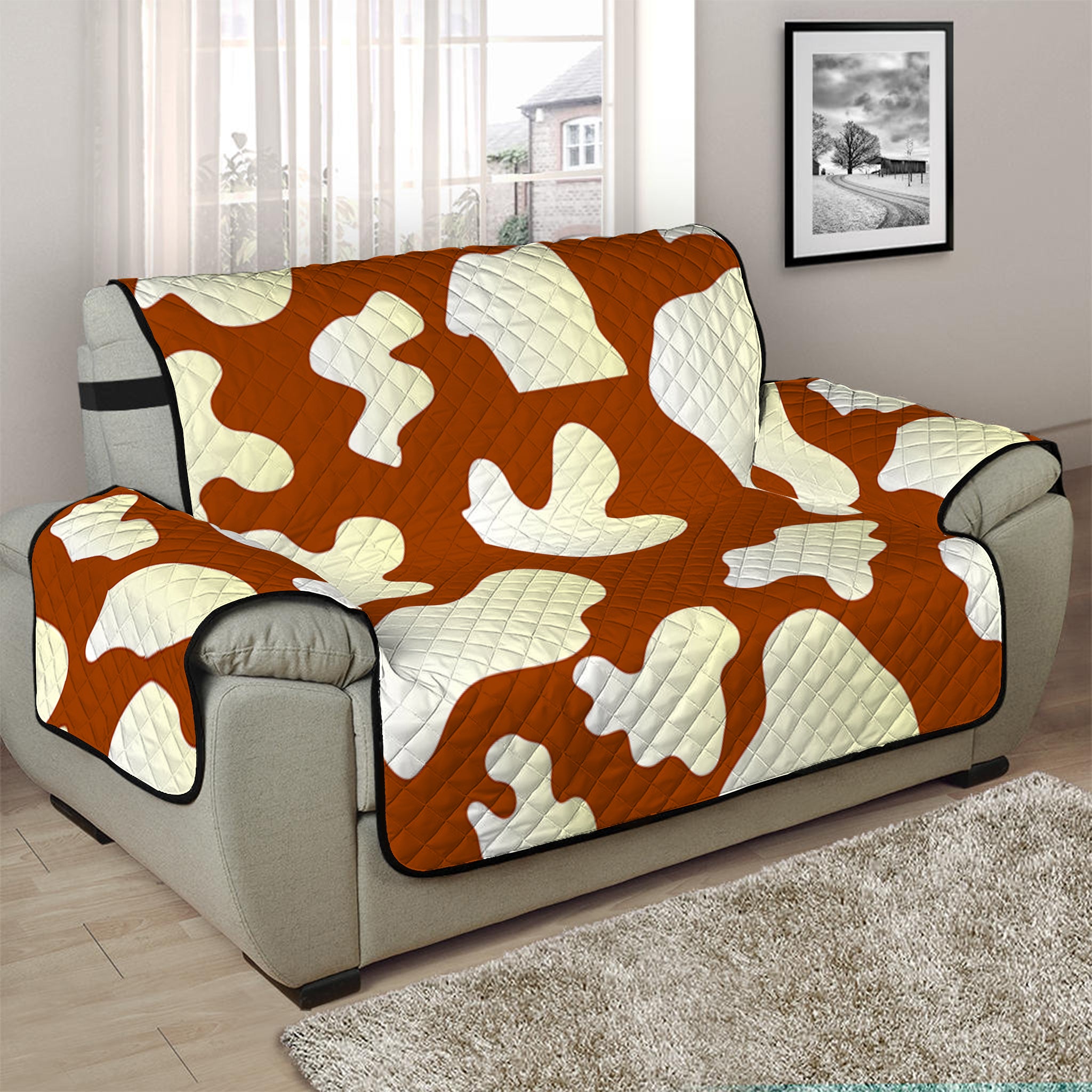 Chocolate And Milk Cow Print Half Sofa Protector