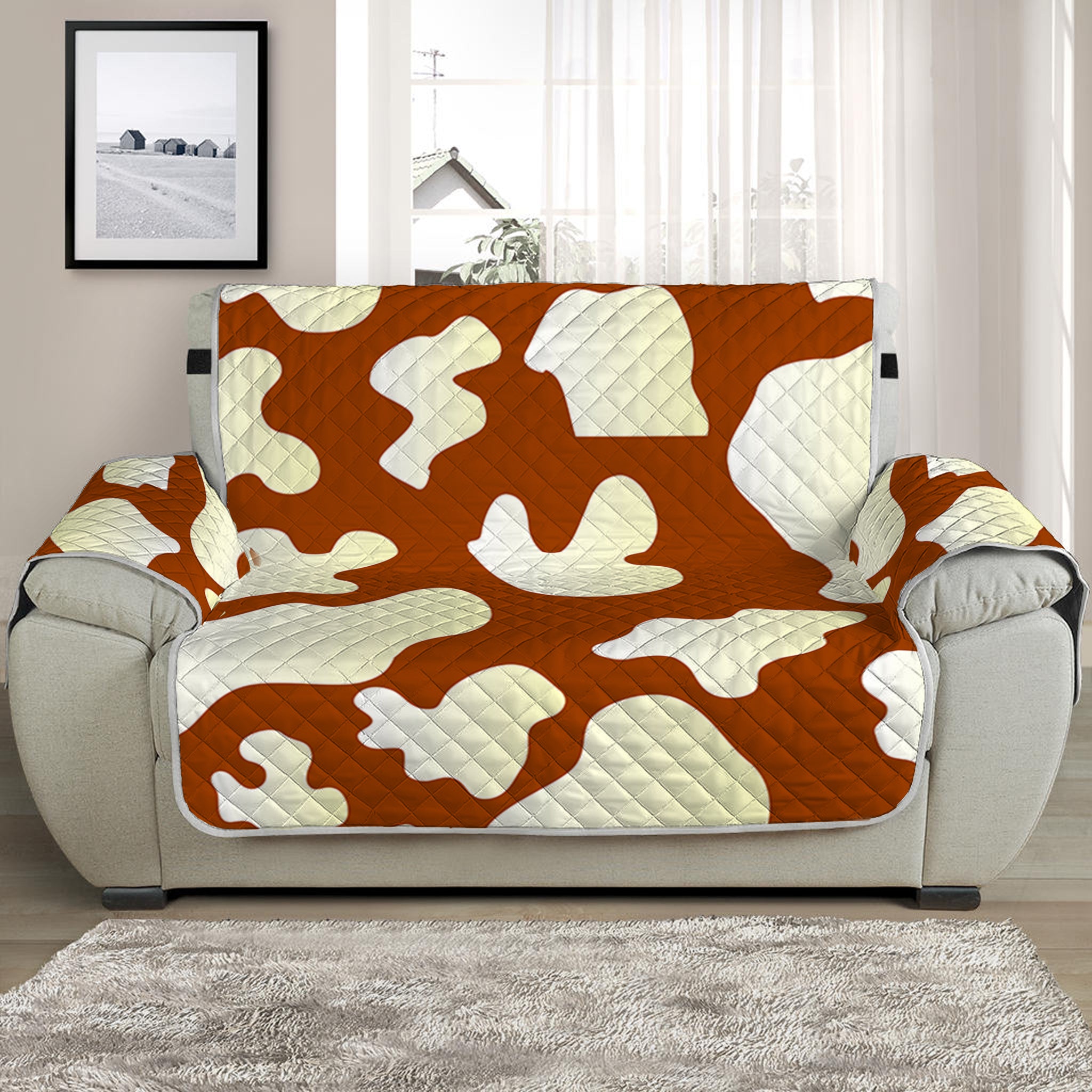 Chocolate And Milk Cow Print Half Sofa Protector