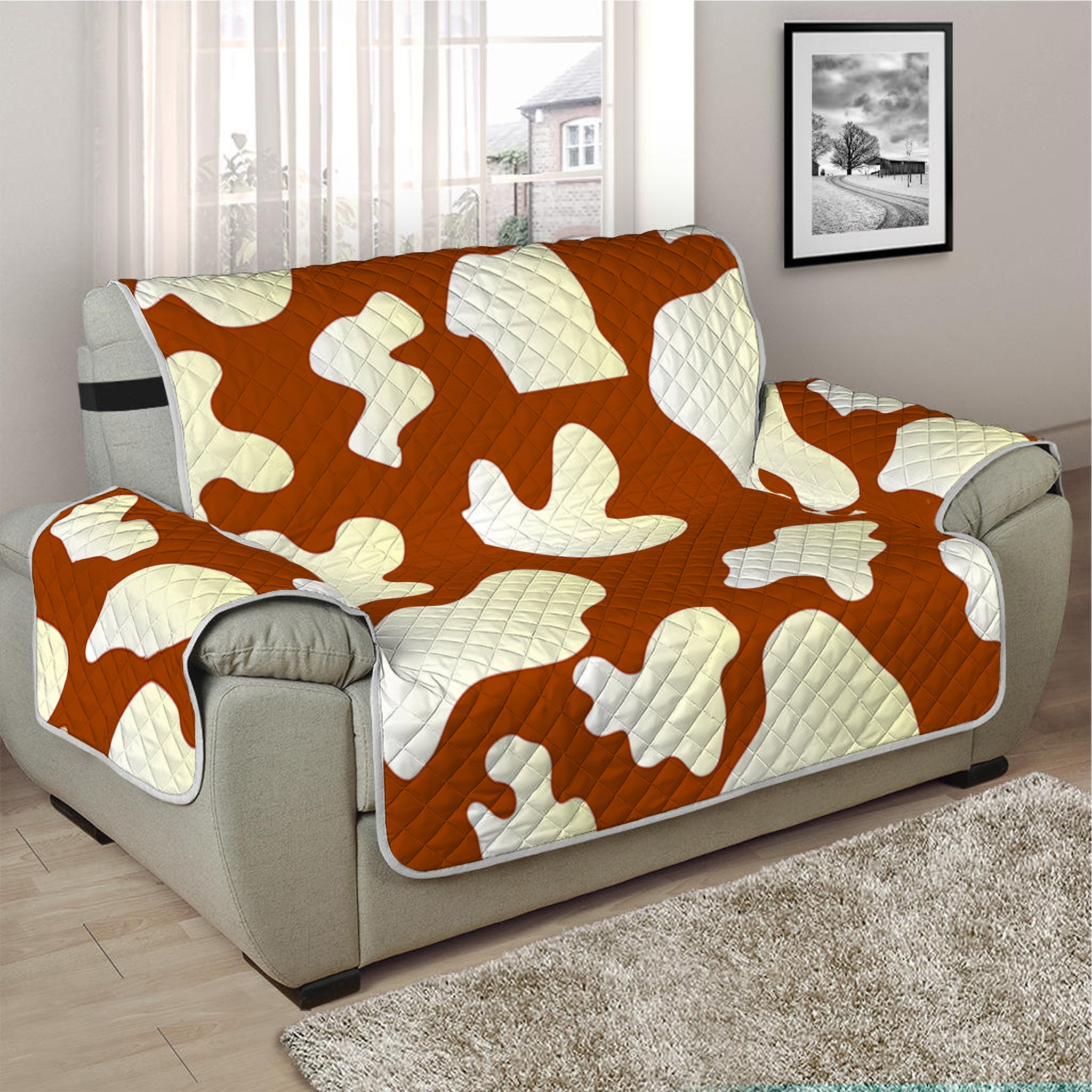 Chocolate And Milk Cow Print Half Sofa Protector