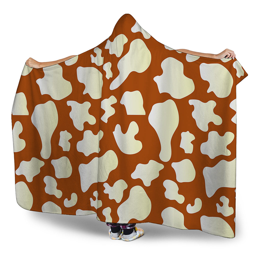 Chocolate And Milk Cow Print Hooded Blanket