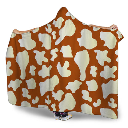 Chocolate And Milk Cow Print Hooded Blanket